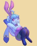  absurd_res anthro bunny_costume bunny_ears_(disambiguation) clothing costume drawing eeveelution female flurry_(character) frostynoten glaceon hi_res legwear looking_at_viewer nintendo pok&eacute;mon pok&eacute;mon_(species) ponytail semi-anthro sitting smile solo stockings video_games 