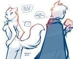  ... 2019 alternate_species anthro anthrofied arctic_fox book breasts butt canid canine cape chest_tuft cloak clothed clothing conditional_dnp dialogue digital_media_(artwork) duo english_text faceless_male featureless_breasts female fox fur hands_on_hips hi_res holding_object horn human keidran lady_nora looking_back male mammal monochrome nude reading side_boob simple_background sketch speech_bubble text tom_fischbach trace_legacy tuft twokinds webcomic white_background white_fur 