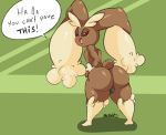  absurd_res big_butt bulge butt clothed clothing hi_res huge_butt lagomorph lopunny male mammal nintendo open_mouth pachislot pok&eacute;mon pok&eacute;mon_(species) simple_background smile solo text video_games 