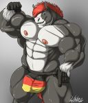  2017 5_fingers abs anthro biceps big_muscles biped blue_eyes bulge clothed clothing countershading deadanthro digital_media_(artwork) equid equine fingers front_view fur german_flag grey_background grey_fur grin hair horse huge_muscles humanoid_hands hyper hyper_muscles jockstrap jodira looking_at_viewer male mammal multicolored_fur muscular muscular_male nipples pecs penis_outline pink_nipples portrait quads red_hair signature simple_background smile solo standing teeth three-quarter_portrait topless two_tone_fur underwear white_countershading white_fur 