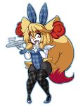  2018 alpha_channel anthro beverage biped blonde_hair bodily_fluids braixen breasts bunny_costume clothed clothing costume cute_fangs fangs female footwear hair hi_res high_heels kdhynamo legwear nintendo pok&eacute;mon pok&eacute;mon_(species) shoes short_stack simple_background solo standing synder_(misshammer) tears thigh_highs transparent_background video_games wide_hips 