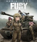  akemi_homura black_hair blonde_hair blue_eyes blue_hair boots braid combat_boots dirty_clothes dirty_face drill_hair fury_(movie) gas_mask glasses gloves ground_vehicle hairband kaname_madoka long_hair m4_sherman mahou_shoujo_madoka_magica miki_sayaka military military_uniform military_vehicle motor_vehicle mud multiple_girls parody pink_eyes pink_hair ponytail purple_eyes red_hair sakura_kyouko shingyouji_tatsuya short_hair tank tomoe_mami tree twin_drills twintails uniform world_war_ii yellow_eyes 