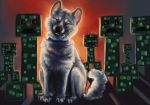  absurd_res canid canine canis collar creeper domestic_dog hi_res mammal millaeng minecraft pewdiepie red_eyes sven_(pewdiepie) video_games 