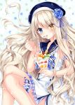  1girl :o arm_garter bare_legs bare_shoulders beret blue_eyes blue_flower blue_sailor_collar blush brown_hair cherry commentary_request cup dress flower food frilled_dress frills fruit hat heterochromia holding holding_cup holding_spoon leg_garter long_hair looking_at_viewer luca_(nogi_takayoshi) nogi_takayoshi orange_eyes original parfait parted_lips polka_dot polka_dot_background rose sailor_collar sailor_dress sleeveless sleeveless_dress solo spoon very_long_hair 