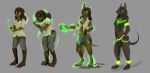  2016 anthro black_hair boots bottomwear breasts canid canine canis clothing dark_skin digitigrade female footwear glowing glowing_eyes green_sclera grey_background hair human human_to_anthro jackal mammal nipples pants pussy sequence shirt simple_background sirod smile solo species_transformation standing surprise tail_growth topwear torn_clothing transformation 