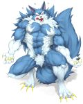  2019 5_fingers abs anthro biceps canid canine canis capcom captainjohkid darkstalkers fingers fur hi_res jon_talbain male mammal muscular muscular_male pecs teeth tongue tongue_out video_games were werecanid werecanine werewolf wolf 