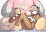  bandage bandaid barefoot blush girls_und_panzer headband saiste shimada_arisu teddy_bear 