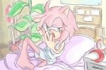  3:2 amy_rose anthro bed bodily_fluids breasts clock eulipotyphlan featureless_feet female fur green_eyes hedgehog inside mammal morning nightgown on_bed open_mouth pink_fur plant potted_plant solo sonic_(series) tears waking_up yawn なし 