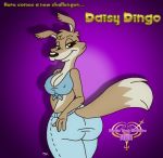  2019 anthro bedroom_eyes big_breasts big_butt blinky_bill_(series) bottomwear breasts butt canid canine canis clothed clothing daisy_dingo digital_media_(artwork) dingo fangs female half-closed_eyes hi_res huge_breasts huge_butt jeans looking_at_viewer mammal pants seductive signature simple_background smile solo thick_thighs toddrogue69 wide_hips 