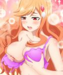  bra highres orange_hair purple_bra red_eyes saki-chan screencap stitched tejina_senpai third-party_edit underwear 