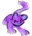  :3 all_fours ambiguous_gender felid feral fur mammal panken pantherine purple_fur simple_background smile tiger white_background 