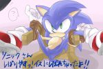  3:2 ? anthro blue_fur bodily_fluids bound chair clothing eulipotyphlan footwear frown fully_bound fur gloves green_eyes handwear hedgehog japanese_text male mammal pink_background rope shoes simple_background solo sonic_(series) sonic_the_hedgehog sweat sweatdrop text なし 