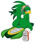  accipitrid accipitriform anthro avian balls beak big_butt bird blue_eyes blush butt clothing digital_media_(artwork) eyewear feathers girly gloves goggles green_feathers handwear hi_res hoverboard jet_the_hawk looking_at_viewer male nude simple_background solo sonic_(series) sonic_riders sssonic2 video_games white_background wide_hips 