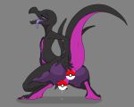  absurd_res bedroom_eyes blush bodily_fluids butt censored claws crouching dripping female feral genital_fluids grey_background half-closed_eyes hi_res looking_at_viewer looking_back muhut nintendo open_mouth open_smile pok&eacute;ball pok&eacute;mon pok&eacute;mon_(species) presenting presenting_hindquarters purple_eyes pussy_juice salazzle saliva saliva_string seductive simple_background smile solo tongue tongue_out video_games 