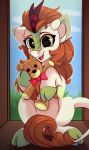  2019 asian_mythology autumn_blaze_(mlp) bow chinese_mythology cloven_hooves east_asian_mythology feral friendship_is_magic hi_res hooves kirin looking_at_viewer my_little_pony mythology open_mouth shadowreindeer solo teddy_bear 