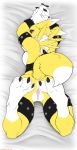  bdsm bondage bound breasts canid canine chest_tuft conditional_dnp digimon digimon_(species) female looking_at_viewer lying mammal on_front pussy renamon scappo solo spread_legs spreading toes tuft 