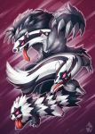  2019 absurd_res albrt-wlson all_fours ambiguous_gender anthro barefoot claws cute_fangs feral fur galarian_linoone galarian_zigzagoon hi_res long_tongue mammal mustelid nintendo obstagoon open_mouth pok&eacute;mon pok&eacute;mon_(species) pose red_eyes red_tongue regional_variant sharp_claws sharp_teeth size_difference smile standing teeth toe_claws tongue tongue_out video_games 