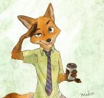  2019 anthro canid canine clothed clothing disney fox fur hi_res male mammal monmokamoko nick_wilde simple_background zootopia 