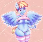  &lt;3 2019 absurd_res an-tonio anthro areola big_breasts blush breasts camel_toe clothed clothing cutie_mark equid equine eyelashes eyeshadow female friendship_is_magic heavymetalbronyyeah hi_res legwear makeup mammal mature_female my_little_pony nipples pattern_clothing pattern_legwear pterippus simple_background smile solo striped_clothing striped_legwear stripes thigh_highs windy_whistles_(mlp) wings 