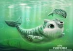  cetacean cryptid-creations cub delphinoid domestic_cat duo felid feline felis hybrid mammal marine porpoise toothed_whale underwater water young 