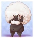  afro anthro anthrofied belly big_belly black_skin crescent-blue-zero eyes_closed female hooves navel nintendo obese open_mouth overweight overweight_female pok&eacute;mon pok&eacute;mon_(species) pok&eacute;morph smile solo standing video_games wooloo 
