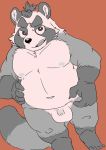  2019 anthro balls belly canid canine flaccid humanoid_hands male mammal moobs navel nipples overweight overweight_male penis raccoon_dog simple_background solo tanuki tiri_mama 