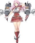  1girl aiguillette anchor armpit_cutout bangs boots breasts dress full_body gloves hand_up high_heel_boots high_heels jiji kantai_collection large_breasts long_hair looking_at_viewer luigi_di_savoia_duca_degli_abruzzi_(kantai_collection) official_art pink_eyes pink_hair red_footwear red_skirt rigging rudder_footwear sidelocks skirt solo source_request tachi-e thighs transparent_background white_gloves 