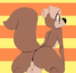  anthro balls big_butt big_tail brown_fur butt canid canine canis domestic_dog fur hi_res kom komdog male mammal nude presenting simple_background smile solo toes 