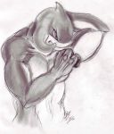  2006 absurd_res alien disney gantu graphite_(artwork) hand_behind_head hi_res lilo_and_stitch male muscular muscular_male nude pencil_(artwork) signature sketch skymouth solo traditional_media_(artwork) 