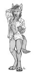  anthro breasts canid canine canis claws clothed clothing coyote deyvarah digital_media_(artwork) digitigrade female fur looking_at_viewer mammal paws sahara_(nicnak044) solo standing 
