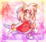  accessory amy_rose anthro beek bracelet clothing dress eulipotyphlan eyelashes female flower fur gloves handwear headband hedgehog jewelry mammal pink_fur plant portrait red_clothing red_dress sitting solo sonic_(series) yellow_eyes 