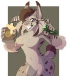  alcohol anthro beer beverage breasts brown_fur canadian_lynxanthro digital_media_(artwork) felid female foood fur laphund_(artist) mammal nicole_(nicnak044) smile solo spots tan_fur 