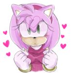  &lt;3 1:1 :&lt; accessory amy_rose anthro bracelet clothing eulipotyphlan eyelashes female fist fur gloves green_eyes handwear headband hedgehog jewelry mammal pink_fur simple_background solo sonic_(series) white_background なし 