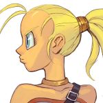  1girl blonde_hair blue_eyes chrono_trigger close-up eyebrows eyelashes female female_focus female_only garrett_hanna hair human lips marle neck_ring ponytail portrait shoulder_strap side_view sleeveless solo solo_focus square_enix tied_hair video_games white_background 