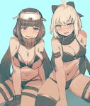  2girls ahoge bikini blush bow_(bhp) breasts cleavage fate/grand_order fate_(series) goggles goggles_on_head large_breasts long_hair low_twintails multiple_girls okita_souji_(fate)_(all) okita_souji_(swimsuit_assassin)_(fate) open_mouth osakabe-hime_(swimsuit_archer)_(fate) scarf swimsuit twintails 