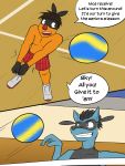  anthro anthrofied ball boxers_(clothing) clothed clothing comic fuze male nintendo pok&eacute;mon pok&eacute;mon_(species) riolu sport tepig topless underwear video_games volleyball volleyball_(ball) 