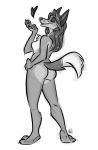  anthro breasts canid canine canis claws digital_media_(artwork) dingo feet female fur hair mammal nicnak044 nude paws pinup pose smile solo 