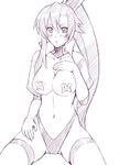  blush breast_suppress breasts collarbone gloves greyscale large_breasts long_hair metadora monochrome navel open_clothes open_shirt panties pasties ponytail see-through shirt solo tengen_toppa_gurren_lagann thighhighs underwear yoko_littner 