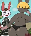  animal_crossing anthro bonbon_(animal_crossing) butt female lagomorph leporid lipstick makeup mammal melodyburst melodythirst nintendo rabbit tiffany_(animal_crossing) video_games 