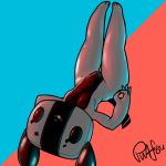 animate_inanimate anthro breasts butt canid female floppy_ears gesture hand_behind_head looking_at_viewer lying mammal nintendo nintendo_switch nude ok_sign pussy short_stack simple_background smile solo switch_dog thick_thighs tongue tongue_out upside_down video_games 