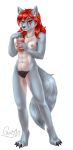  3_toes 5_fingers abs anthro black_hair black_nose blizzard_entertainment breasts canid canine canis cup digitigrade female fingers freckles goatm_(artist) green_eyes hair mammal nipples nude pink_nipples pubes red_hair rubella_the_worgen simple_background small_breasts straw toes video_games warcraft were werecanid werecanine white_background wolf worgen 