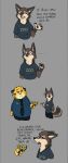  benjamin_clawhauser canid canine canis cheetah clothing comic dialogue disney felid feline mammal sarsis wolf zootopia 