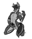  anthro canid canine canis digital_media_(artwork) erection jackal looking_at_viewer male mammal nicnak044 nude penis pose smile solo 