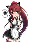  alice360 animal_ears blush cat_ears collarbone elesis_(elsword) elsword eyebrows_visible_through_hair frown highres maid ponytail red_eyes red_hair 