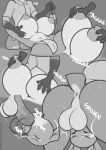  2019 anthro anus areola backsack balls big_breasts bottomless breasts canid canine clothed clothing comic deep_throat digital_media_(artwork) disney eyes_closed fellatio female fox freckles_(artist) gloves_(marking) greyscale hand_on_breast hi_res huge_breasts judy_hopps lagomorph leporid male male/female mammal markings monochrome nick_wilde nipples oral penile penis pussy rabbit sex sound_effects throat_swabbing zootopia 