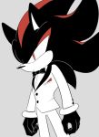  anthro black_fur bow_tie bracelet clothing eulipotyphlan fur grey_background hedgehog jewelry male mammal red_eyes red_fur shadow_the_hedgehog sikai simple_background solo sonic_(series) standing suit white_clothing 