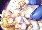  animal_ears artoria_pendragon_(all) artoria_pendragon_(lancer) blonde_hair bodysuit braids breasts bunny_ears bunnygirl cleavage erect_nipples fate/grand_order fate_(series) green_eyes long_hair navel pantyhose tiara wristwear yuzu_modoki 