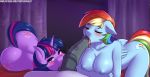  2019 animal_genitalia animal_penis anthro anthrofied areola balls blush breasts cutie_mark digital_media_(artwork) duo_focus equid equine equine_penis eyelashes eyes_closed faceless_male female friendship_is_magic group hi_res horn looking_at_viewer male male/female mammal my_little_pony nipples nude oral penis pterippus pussy rainbow_dash_(mlp) sex tongue tongue_out twilight_sparkle_(mlp) twistedscarlett60 unicorn wings 