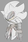  anthro assassin&#039;s_creed belt black_fur claws clothing costume eulipotyphlan frown fur grey_background half-closed_eyes hedgehog hood male mammal melee_weapon pink_eyes red_fur shadow_the_hedgehog sikai simple_background solo sonic_(series) sword topwear ubisoft video_games weapon white_clothing white_topwear 