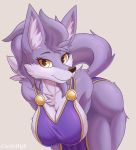  2019 anthro big_breasts breasts canid canine canis clothing cooliehigh female fur looking_at_viewer mammal simple_background smile solo thick_thighs wolf 